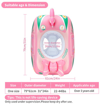 Swimbobo Toddler Pool Float Inflatable Car Baby Swim Float With Adjustable Sun Canopy And Safety Seat Pool Toys For Kids 3+ Years Old(Pink Green Car)