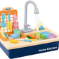 The Magical Wand Play Sink with Running Water, Kids Play Kitchen Toy Sink Electronic Dishwasher, Pretend Role Play Kitchen Toys 