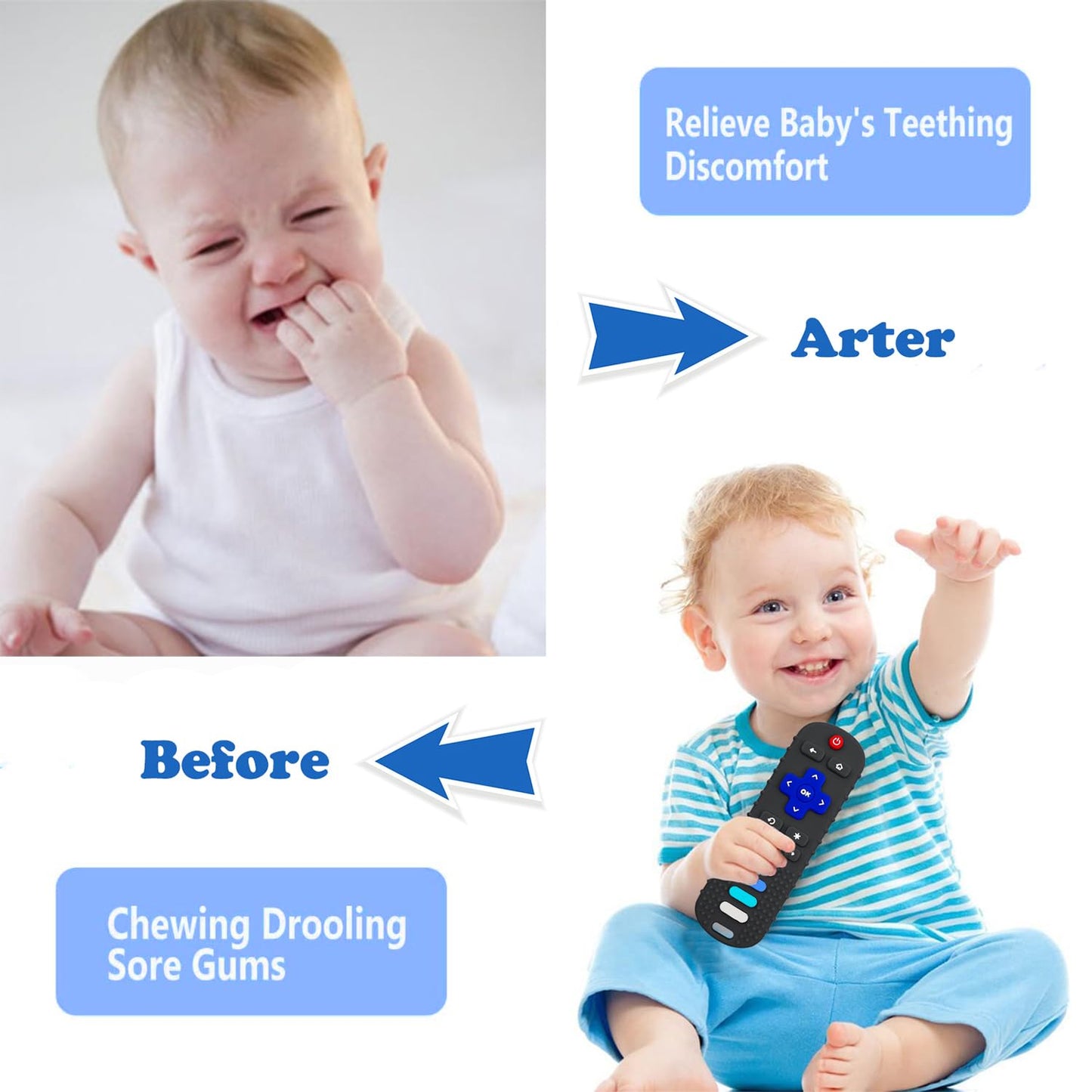 Ersihua Silicone Baby Teething Toys, Silicone Reomte Teethers For Babies, Remote Control Shape Teething Toys, Chew Toys For Boys