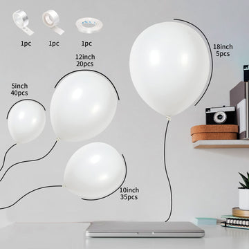 Matte White Balloons Cream Latex Balloon 5 10 12 18Inch Different Sizes 103Pcs White Balloons Kit For Kids Birthday Party Decoration Baby Shower Wedding Annversary Holiday