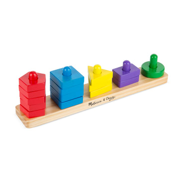 Melissa & Doug Stack and Sort Board - Wooden Educational Toy for Ages 2+, 15 Solid Wood Pieces, Bright Colors