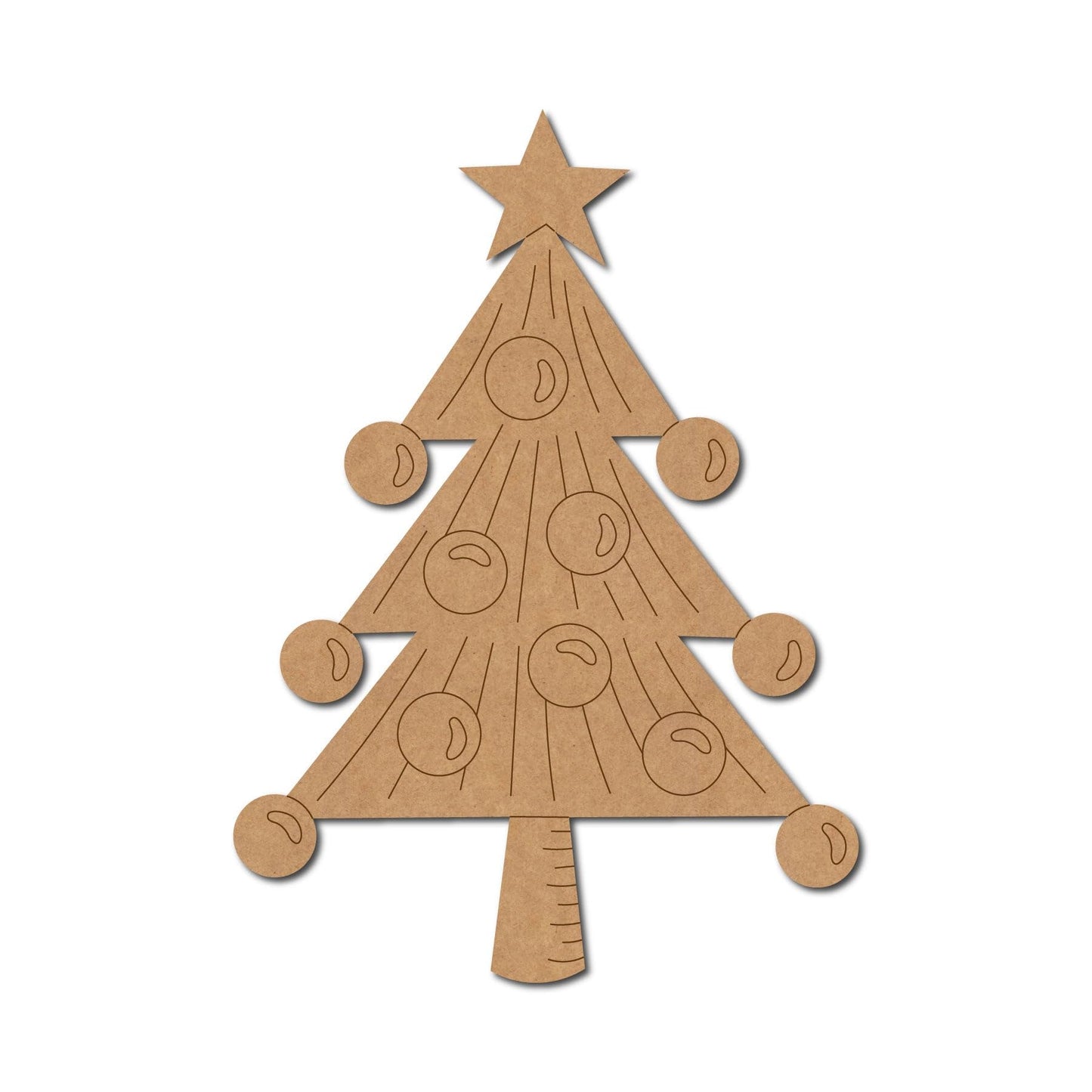 American Elm 6 Pcs Large Christmas Tree Mdf Ornaments  PreMarked Unpainted Wood Craft Kit For Diy Holiday Painting & Dcor (6X4