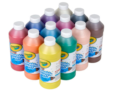 Crayola Washable Paint (12ct), Bulk Paint Set for Kids, Nontoxic Paint, Kids Craft Supplies, Teacher Classroom Must Have, 16 Oz
