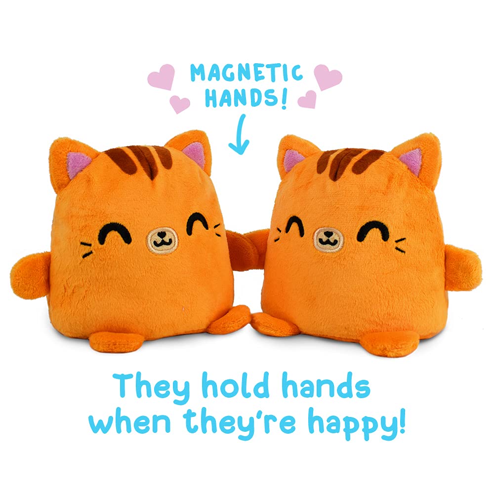 TeeTurtle Plushmates Reversible Plush Cat - Orange Tabby, 4.5 inch, Happy & Angry, Soft Plush Material, Model 5867-TY-PLA1
