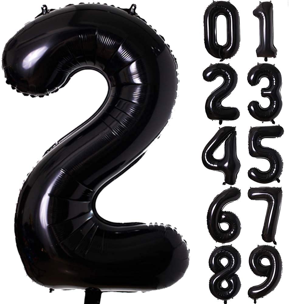 Atpata Funky Black Number Foil Balloons for Numeric Milestone Parties (40 INCH, 2)