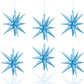 6 Pcs Light Blue Star Foil Balloons One-Piece 14-Pointed Star Balloons 4D Starburst Cone Mylar Balloons 22Inch Christmas Birthda