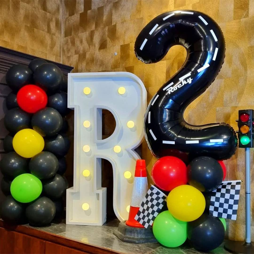 Race Car Number 8 Balloons,40 Inch Racing Car 8 Birthday Balloons Two Fast Balloon Race Track Black 8 Balloon Number For Cars Theme Birthday Party