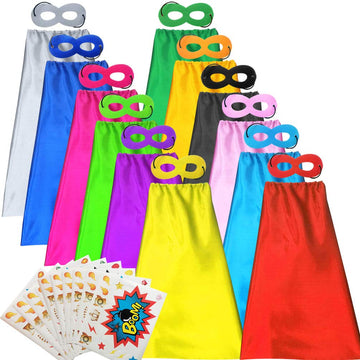 Adjoy Kids Superhero Capes And Masks Birthday Party Dress Up Capes Costume - Mixed Colors (12)