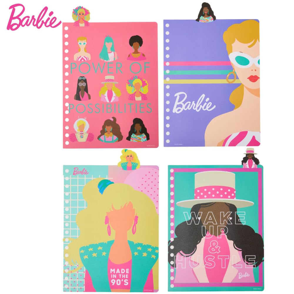 Innovative Designs Barbie Tab Journal Notebook for Kids, Spiral Bound, 96 Lined Pages, 8 x 7 inches, Pink