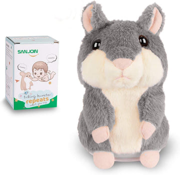 Sanjoin Kids Toddler Toys For Ages 2-4, Talking Hamster Repeats What You Say, Interactive Plush Repeating Toy For 2 3 4 5 6 8 Year Old Boy Girl Birthday Gift (Gray)