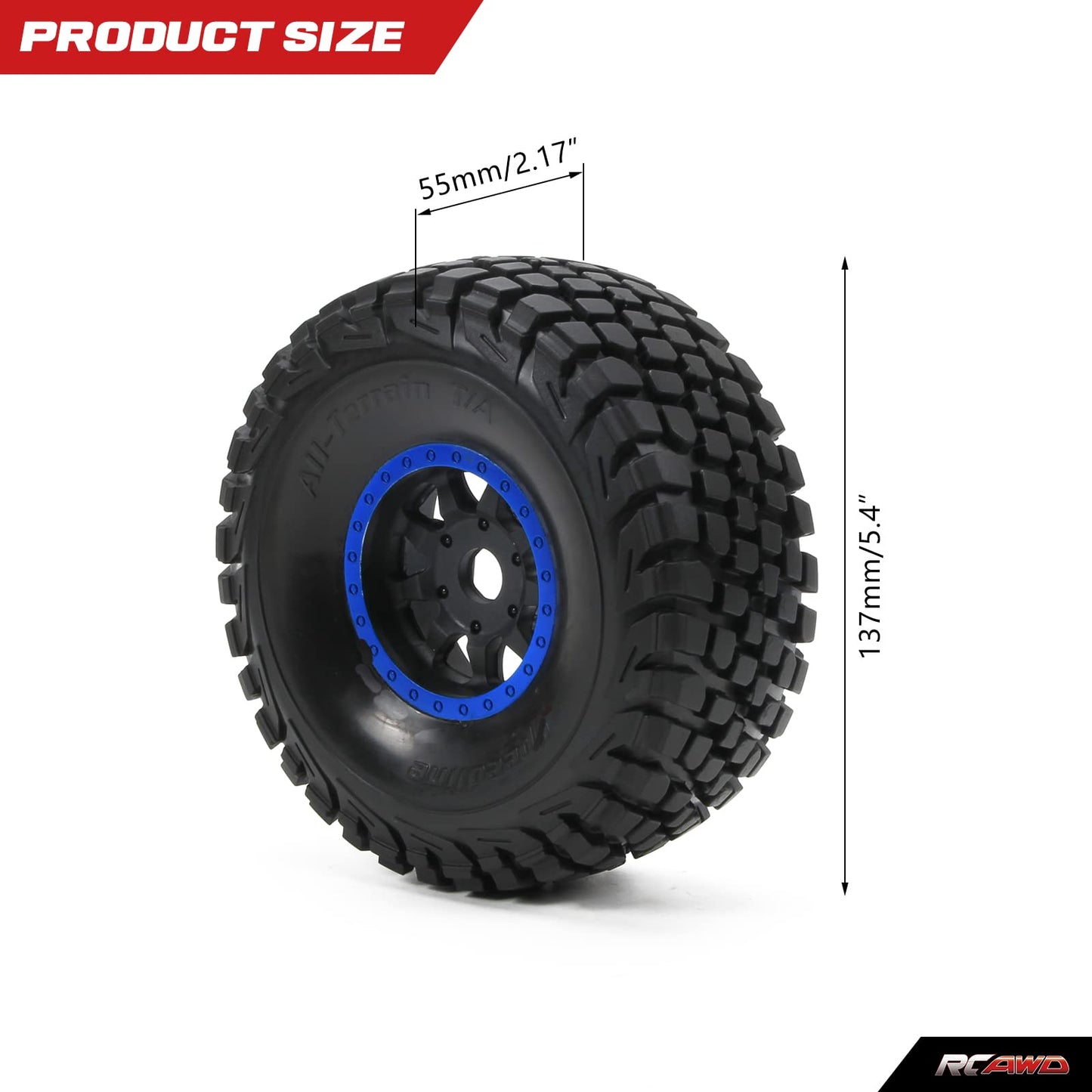 RCAWD RC Wheel Rims and Tires for 1/7 ARRMA Mojave 6S Parts & 1/7 UDR Unlimited Desert Racer 85086-4 Upgrades, Glued Nylon Wheel