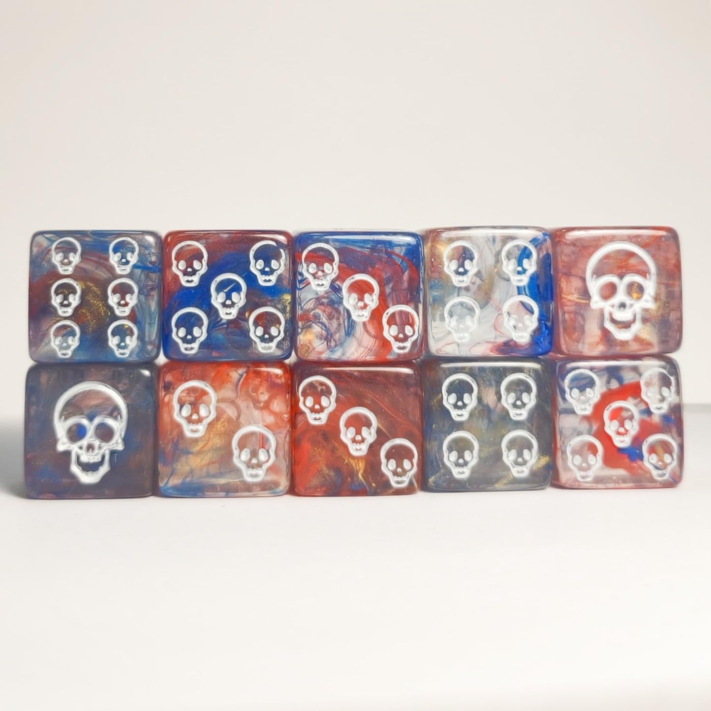 10 Pc D6 Dice 16Mm Acrylic Dice Set For Rpg Mtg Dnd Dice Table Games And Board Games (Human Skeleton Blue)