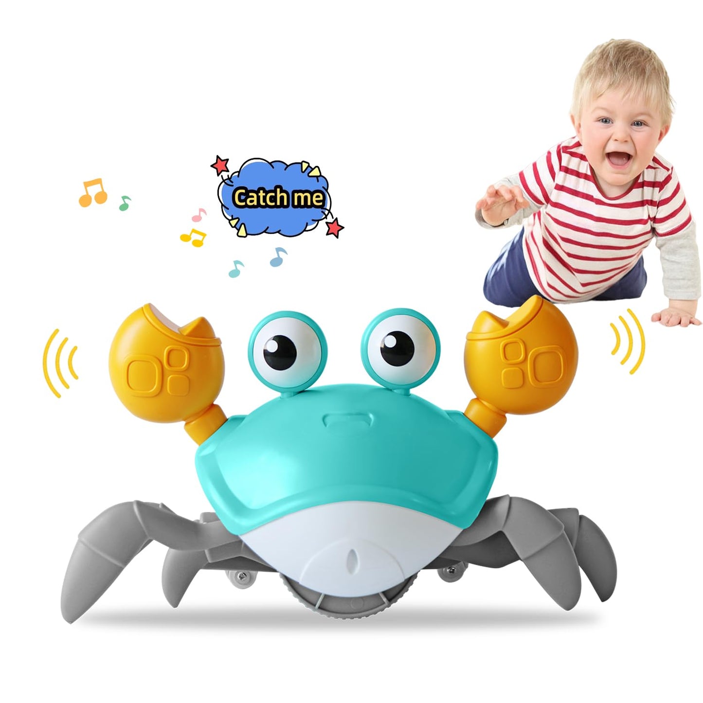 Feelguy Crawling Crab Baby Toy Fantastic Creatures Toys Infant Sensory Tummy Time Toys 3 4 5 6 7 8 9 10 11 12 Babies Boy Girl Learning Crawl 3-6 6-12 Walking Toddler Gifts For 36 Months Old (Green)