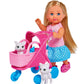 Simba 105733348 Evi Love Cat Buggy With Two Cats In Cat Buggy Removable Bag Accessories Dressing Doll 12 Cm For Children From 3 Years