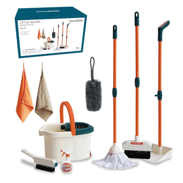 Nunukids Toddler Cleaning Set - Realistic Cleaning Set For Toddlers 1-3 - Engaging Kids Broom And Dustpan Set - Safe Toddler Bro