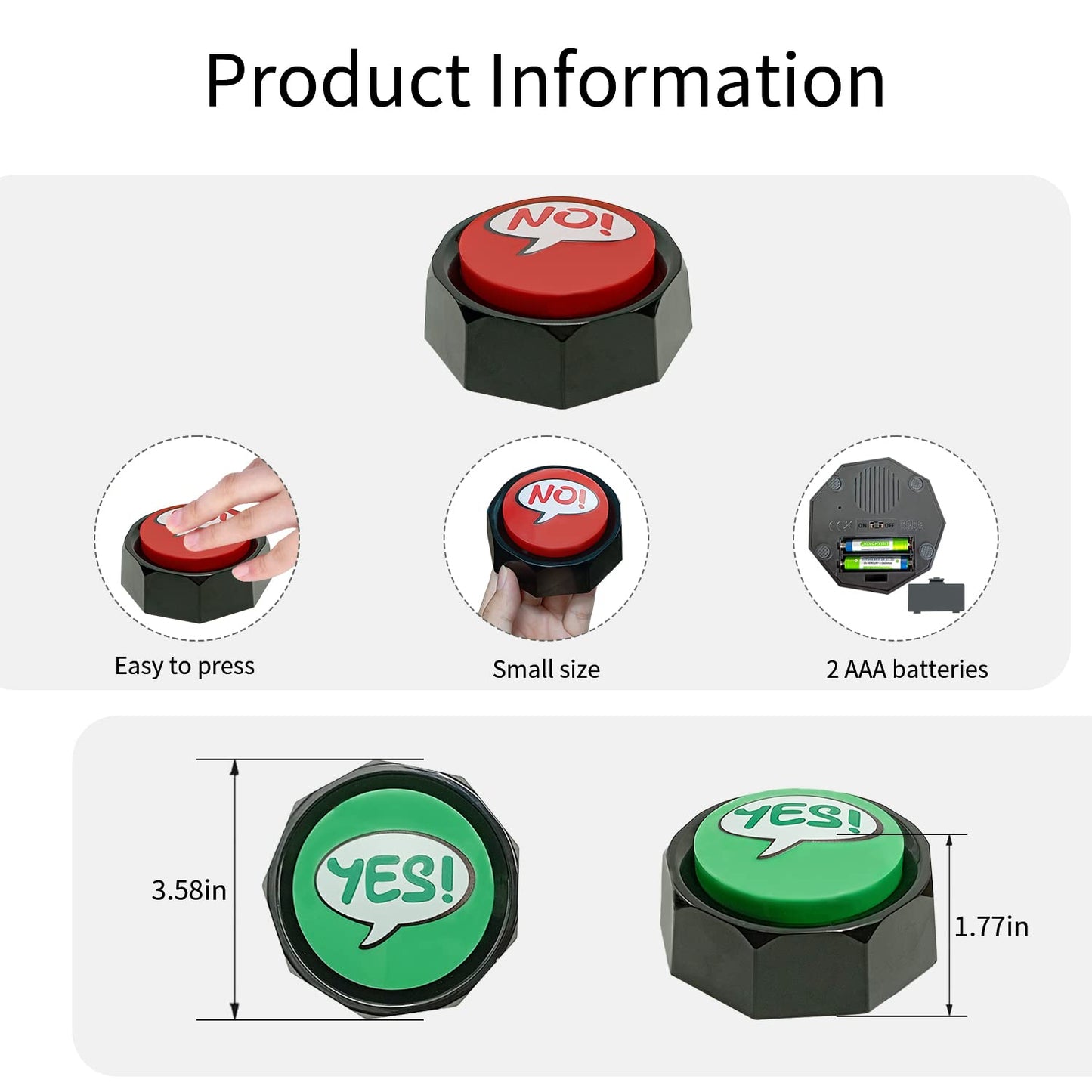 Anliky Buzzers For Yes And No Sound Clickers, Can Be Used In Classrooms, Right And Wrong Answers, Trivia Games, Yes And No Answe