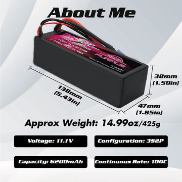 CNHL 6200mAh 2S Lipo Battery 100C 7.4V Hard Case Battery with Deans T Plug for RC Car Truck Boat Truggy (2 Packs)