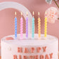 PHD CAKE Rainbow Spiral Birthday Candles - 36-Count, Wax Material, Includes Holders, Party Cake Decor