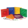 Constructive Playthings Set Of Six 5' Sq. Geoboards Each With A Package Of 20 Rubber Bands For Creative Design For Ages 3 Years And Up