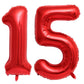 40 Inch Red 15 Number Balloons Giant 15 Or 51 Balloons Red Birthday 15 Balloons 15Th Birthday Anniversary Party Decorations Supp