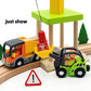 Wooden Train Cars Track Accessories Set Digger And Dump Truck Small Vehicles Magnetic Train Cars Fit For Wooden Train Track Rail