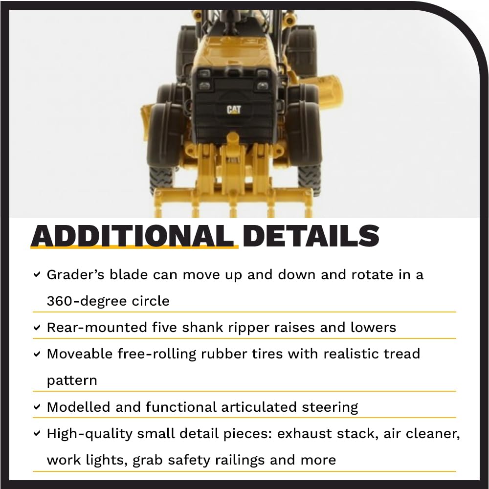 Diecast Masters Caterpillar 12M3 Motor Grader Diecast Vehicle - Yellow, Model DM85520