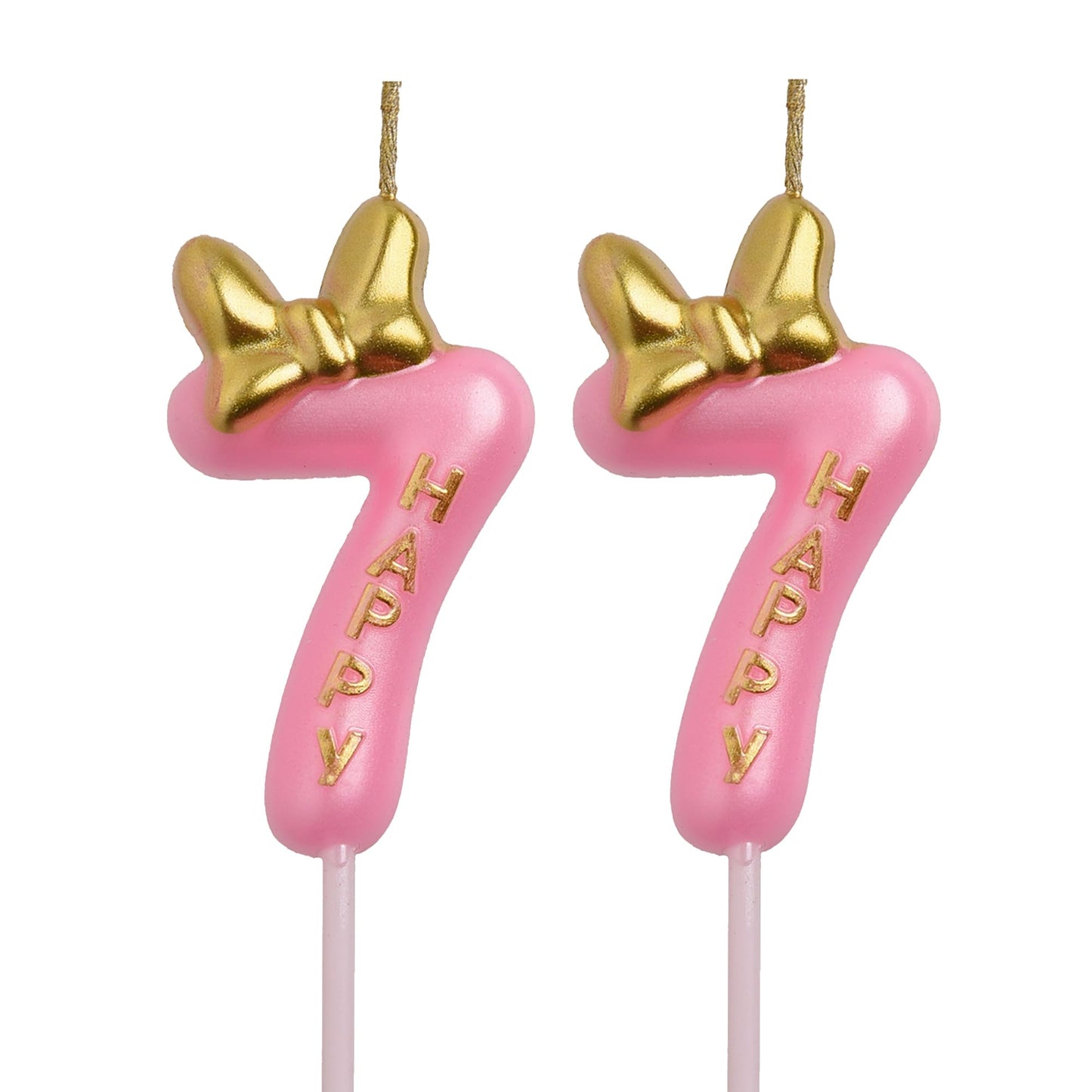 AOOLADA 77th Birthday Candles, Pink 77 Year Old Number Birthday Candles, Happy Birthday Party Decorations Cake Topper Gifts for 