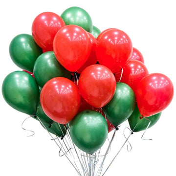 100pcs Christmas Red Green Balloons 12 Inch Latex Balloons for Christmas Birthday Baby Shower Party Decorations