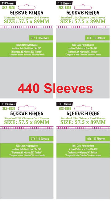 Sleeve Kings Standard Usa Chimera Card Sleeves 57.5 X 89 Mm (4X110 Pack, 440 Sleeves)