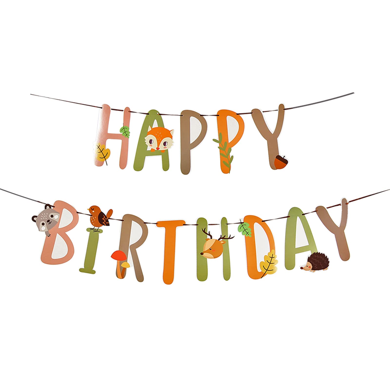Sunbeauty Woodland Party Decorations Woodland Happy Birthday Banner Forest Animal Garland For Kids Boys Girls Baby Shower Woodla