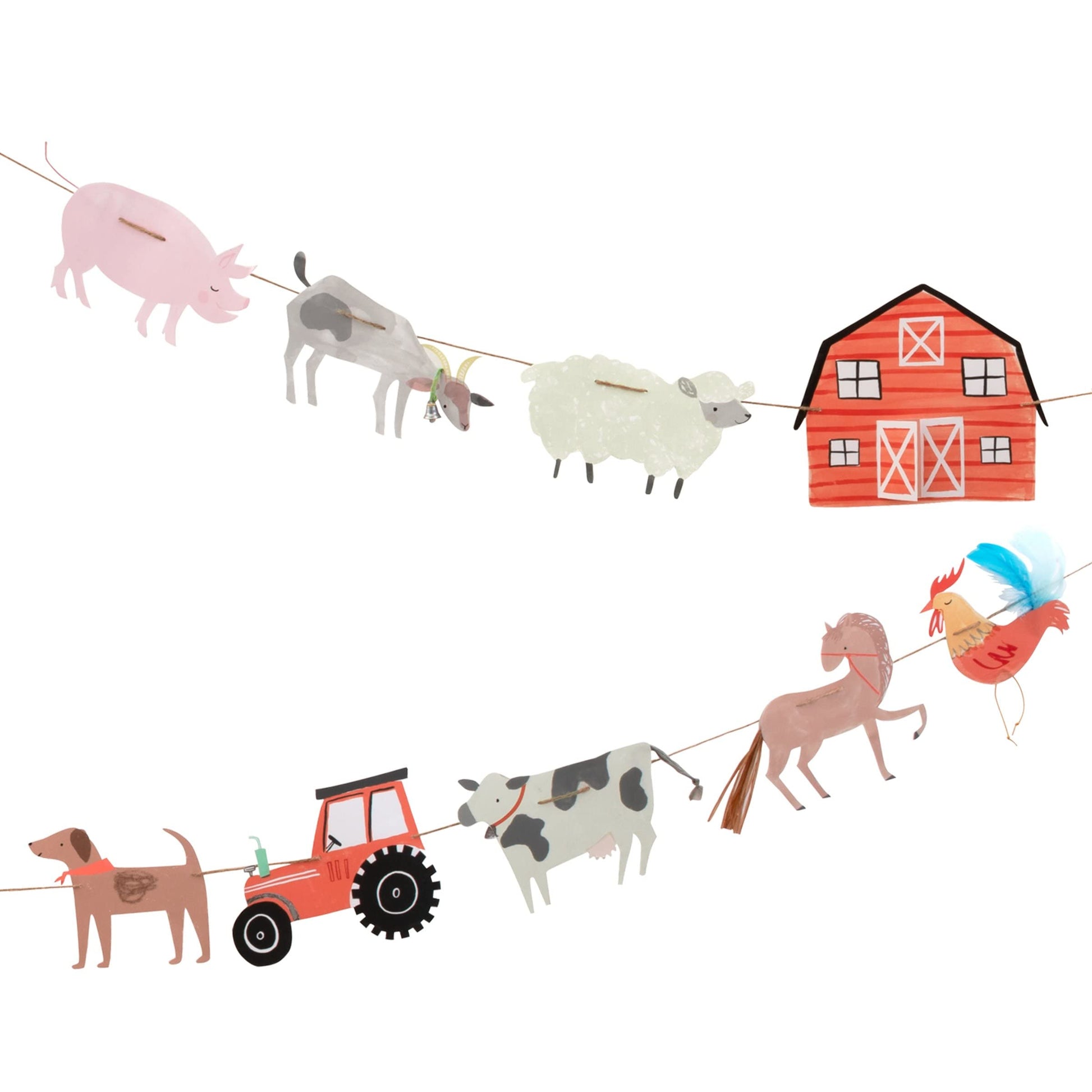 Meri Meri On The Farm Party Banner (Pack of 1), 10 Party Garland Including Excess Cord