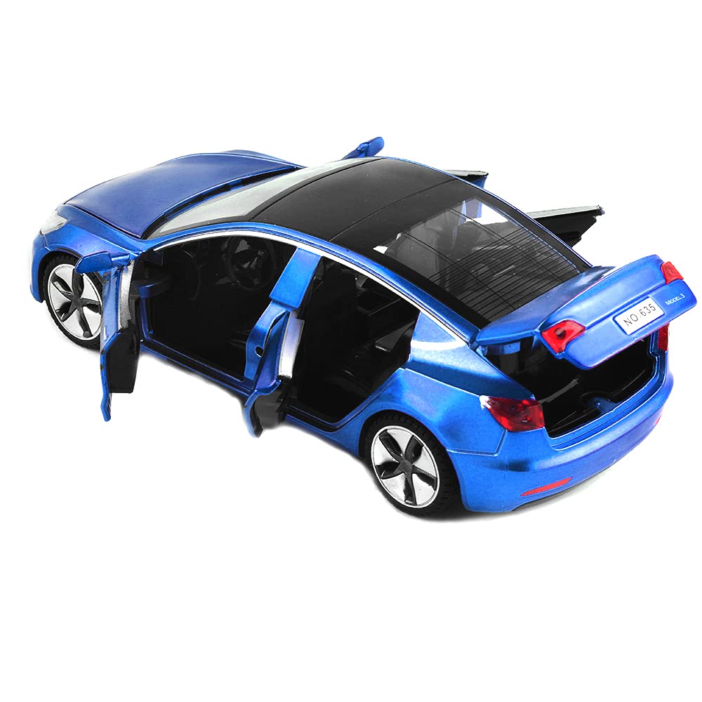 1/32 Model 3 Diecast Car Toy, Sound & Light Effects, Scale Alloy Model 3 Toy Car Pull Back Collectible Vehicles, Mini Model 3 Pl