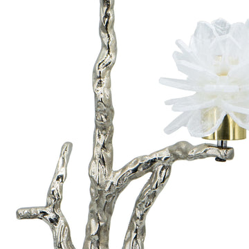Benjara BM285005 15 in. Sue Accent Decor Figurine Bird on a Branch Flower - Black & Silver