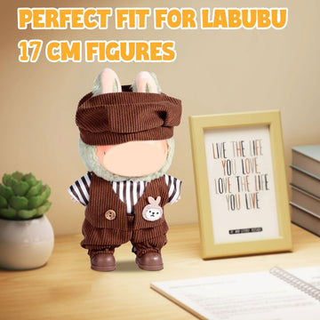 AICase for Labubu Clothes/for Labubu Outfits Clothes Set for 17cm Lububu Doll 3 Piece Set Hat Clothing for LA BUBU  Boys and Girls Stylish Adorable Dolls Clothes Accessories (No Doll)_08