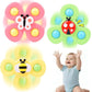 Sky Tech Bath Toy 3Pcs Silicone Suction Cup Base Sensory Waterproof Bath Spinner Bath Sticks To Rotating Learning Baby Smooth Su