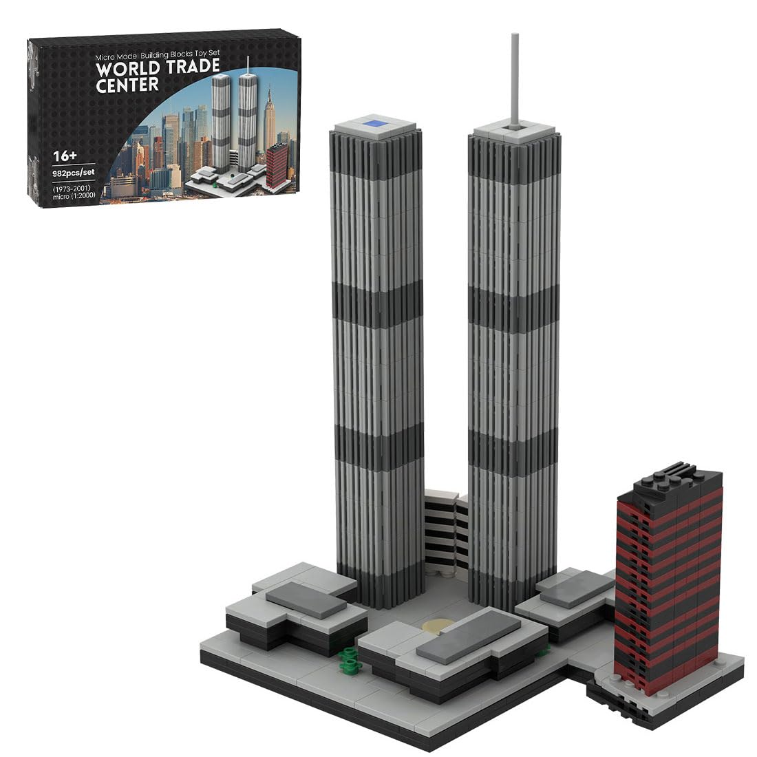 KKXX Building Blocks Toy Set - 1/2000 World Trade Center (1973-2001) Micro Model, Gift for Aircraft Fanatics of Building Block f