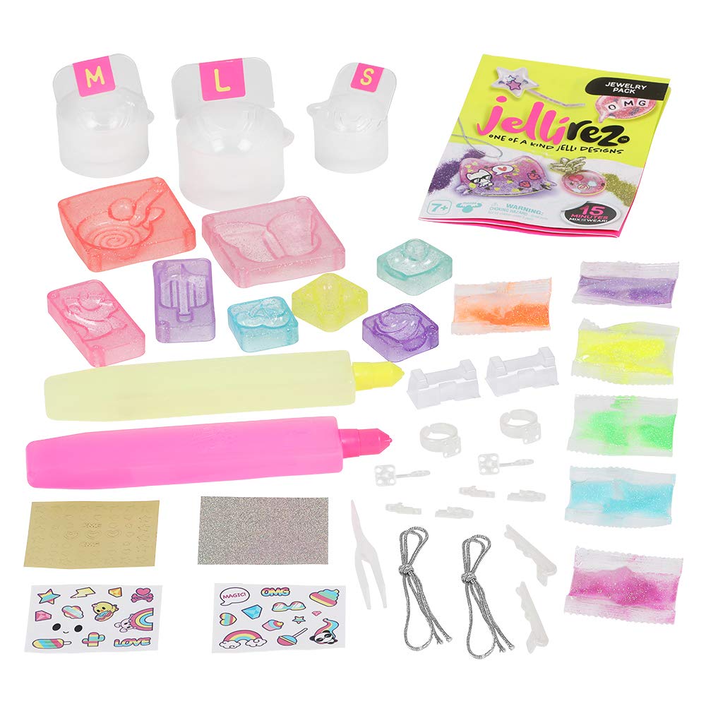 Jelli Rez Super Glitter Rainbow Pack - Quick & Easy DIY Resin Inspired Craft Activity Kit for Kids Ages 7 & Up