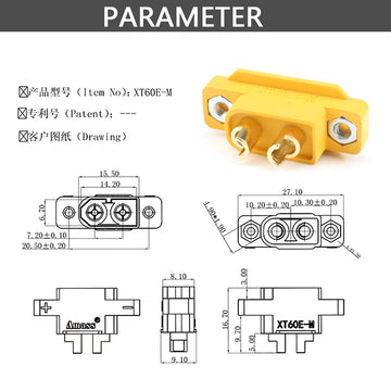Sologood Amass 10 Pcs Xt60E1-M Mountable Xt60 Male Plug Connector For Rc Models Multicopter … …