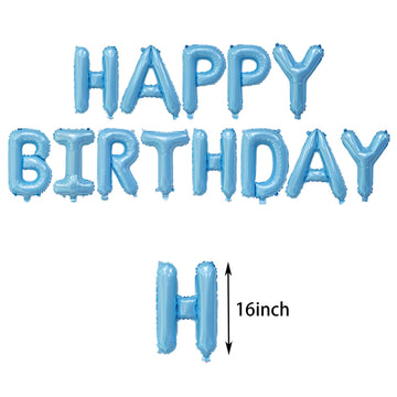 16 Inch Light Blue Happy Birthday Banner Balloons Aluminum Foil Letters Banner Balloons Sign For Men Women Kids Birthday Party D