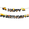 Faisichocalato Diy Construction Birthday Banner Dump Truck Party Decorations, Easy To Assemble Builder Bulldozer Excavator Tank Truck Garland Supplies