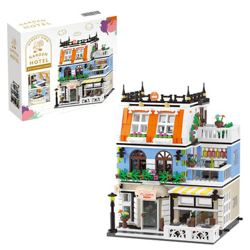 City Garden Hotel Building Sets,House Architecture Model Blocks Toys For Adults & Teens,1300 Pcs Mini Bricks With Led(Not Compat