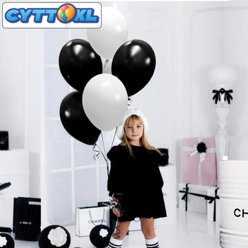 Cyttokl Black And White Balloons 12 Inch 100 Pack Black White Latex Helium Balloons For Birthday Wedding Baby Shower Party Decor