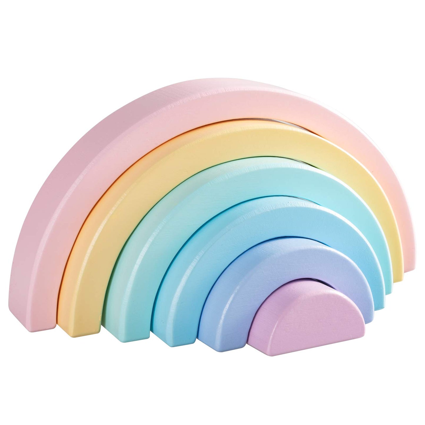 Merryheart Wooden Rainbow Small Stacker, 6 Piece Rainbow Stacking Toy For Baby/Toddlers/Kids, Montessori Education Pastel Rainbo