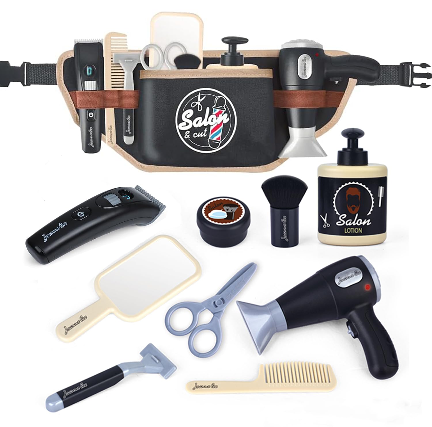 wilbvnit Barber Shop Pretend Play Toy,Haircut Barber Set Toy,Hair Salon Play Set,Kids Shaving Kit for Boys,Haircut Kit for Boys 