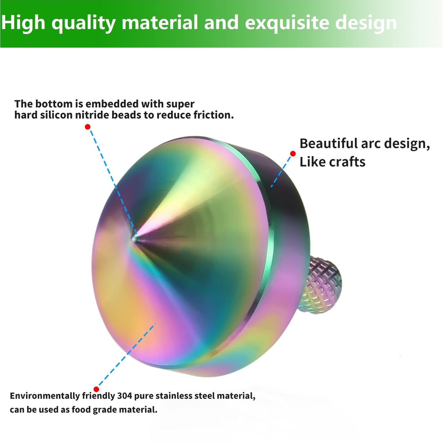 CHEETOP Stainless Steel Spinning Top  Precision Mini Desktop Gyroscope  Kill Time Reduce Stress ADHD Toys  Perfect Balance Gyro (Iridescent Style 1)