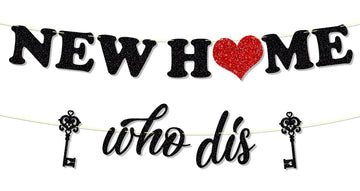 Ushinemi Glitter New Home Who Dis Banner, Funny Housewarming Decorations For New House Home Sweet Home Party Decor New Home New