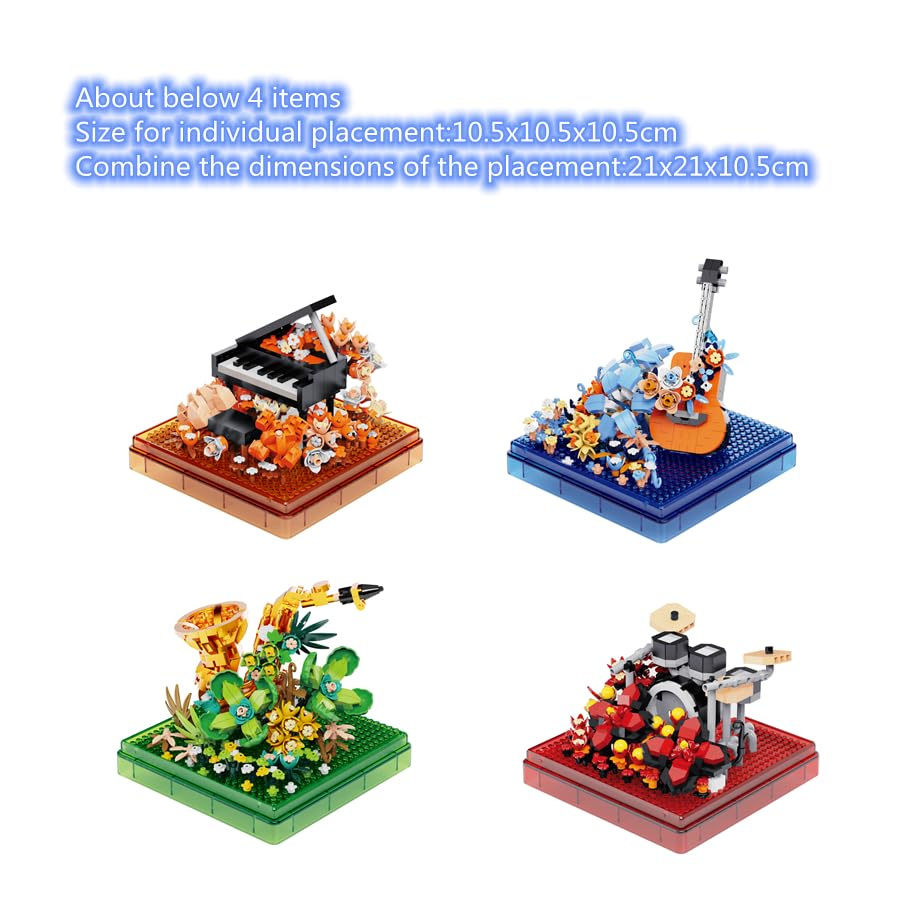 Kadablk Musical Instruments Micro Block Building Sets,Classical Famous Building Block Set,3000 Pcs For Adults And Kids,Piano,Saxophone,Guitar And Drum Set With Clear Plastic Cover