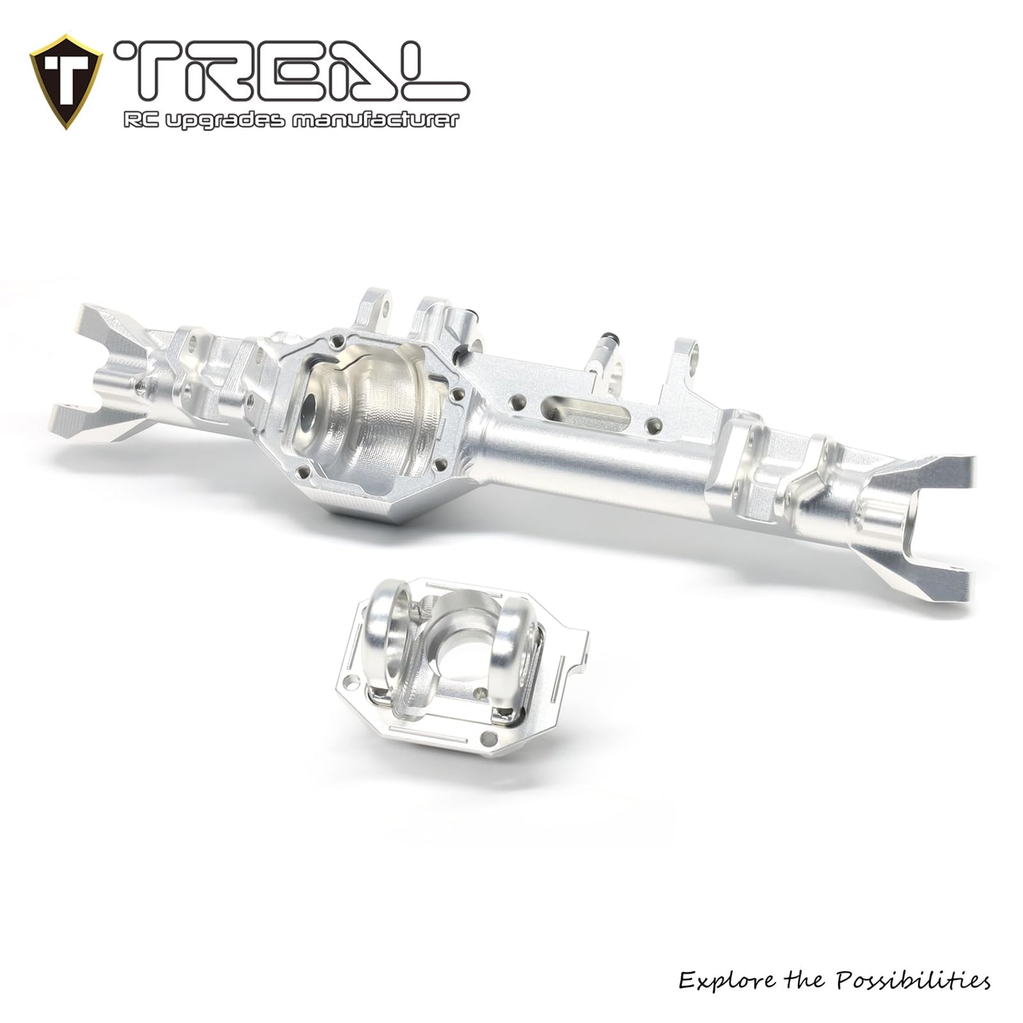TREAL Aluminum 7075 Front Axle Housing CNC Billet Machined Upgrades for Vanquish Products H10 Optic(Silver)