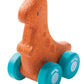 PlanToys Dino Car Tyrannosaurus Rex T-Rex Push & Pull Toy (5692) | Sustainably Made from Rubberwood and Non-Toxic Paints and Dye