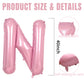 40 Inch Pink Letter Balloons, Large N Letter Balloons Foil Helium Balloons, Mylar Big Single Alphabet N Balloons, Pink Balloon L